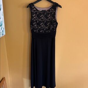 Connected Apparel Black Lace Midi Dress